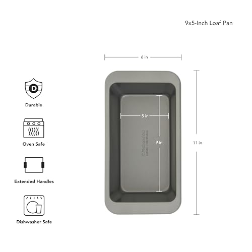 KitchenAid Nonstick Aluminized Steel Loaf Pan, Dishwasher Safe, 9 x 5 Inch, Contour Silver - Image 2