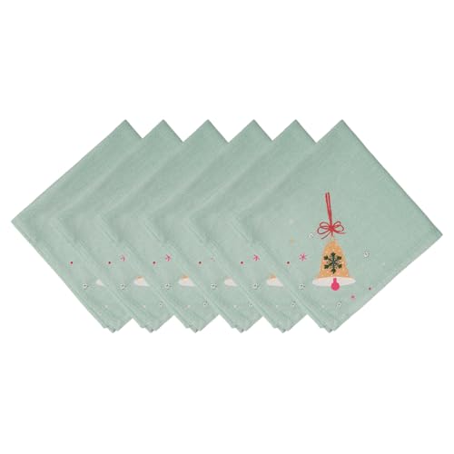 C&F Home Vintage Christmas Bells Set de 6 Servilletas de Tela miniatura 1