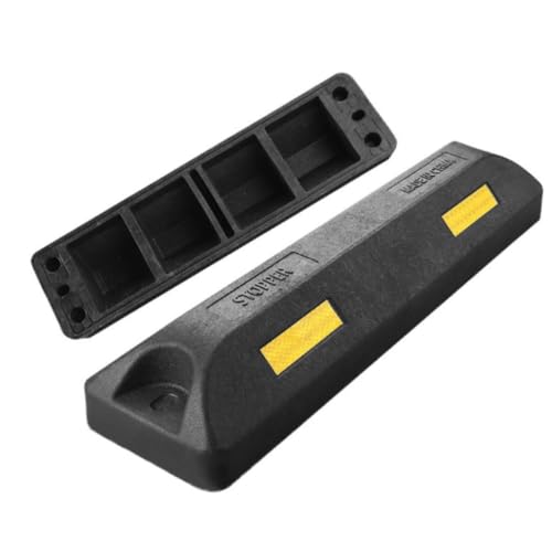 AOPIPI タイヤストッパー、駐車用、自動車用ストッパー、駐車ボルト、2個セット、防雨仕様、屋内屋外兼用、ガレージ用、高輝度反射式駐車マーカー、紫外線防止、耐久性ゴム、幅56cm (2点セット,E)