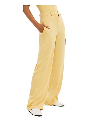 Danielle Bernstein Womens Pocketed Zippered Satin Straight Leg Pants