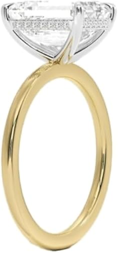 1-4 CT Emerald Cut 10K/14K/18K Solid Gold Moissanite Anniversary Ring Solitaire Hidden Halo Engagement Ring for Women Birthday for Anniversary Rings Promise Ring2