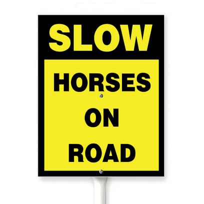 Horienteeon Slow Down Sign Horses On Road Yard Sign With Stake Caution Rustproof Neighborhood Aluminium Street Business Home Farm Garden Porch Decor Outside Outdoor Lawn 8x12"