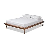 Baxton Studio Karine Mid-Century Modern Walnut Brown Finished Wood Queen Size Platform Bed Frame