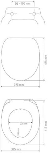Dimension diagram for WENKO Ikaria toilet seat showing lid, outer ring, inner ring, and fixing distances.