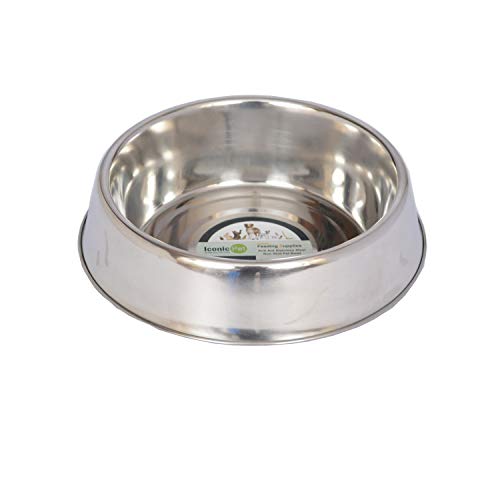 Iconic Pet 2 Cup Anti Ant Stainless Steel Non Skid Pet Bowl For Dog Or Cat (2 Pack), 16 Oz #TOP2