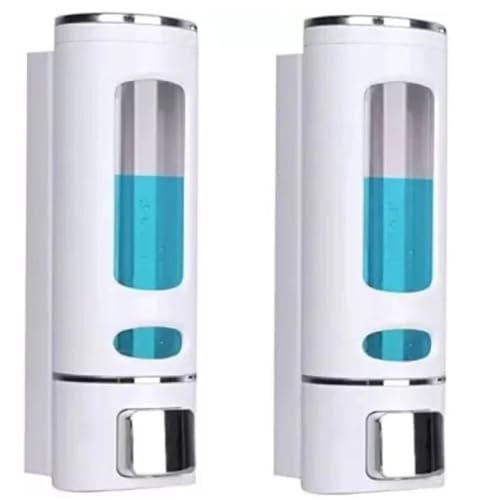 Image of Wall-Mounted Soap Dispenser for Bathroom, Wash Basin, Liquid Sanitizer & Shower Gel | 400ml Capsule Design, White ABS Plastic | Pack of 2 | Durable & Easy Refill