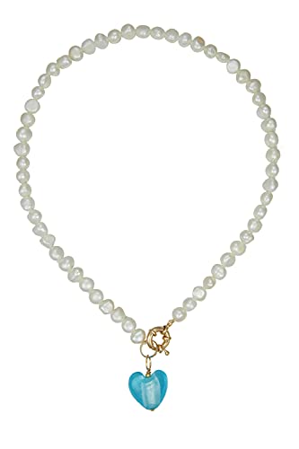 Gargantilla de perlas con colgante de corazón de 8 mm cultivada a mano con perlas de cristal de corazón vintage delicado amor joyería regalo del día de la madre para mujeres y madres Cover