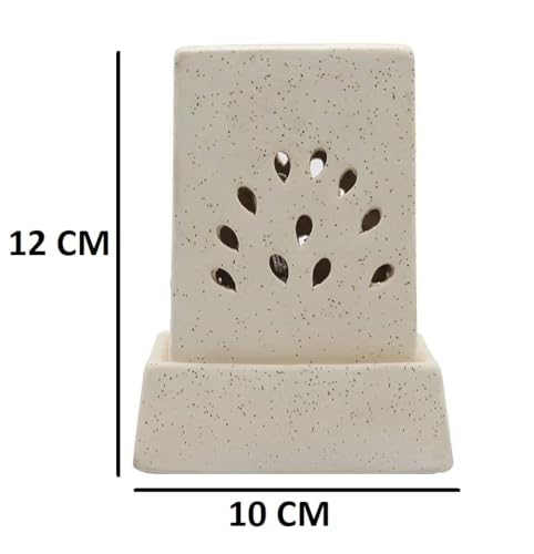 Image of Mkd2 Rise Ceramic Electric Aroma Diffuser Oil Burner I Aroma Burner Oil Diffuser Lamp for Home Fragrance, Square (Small, White)