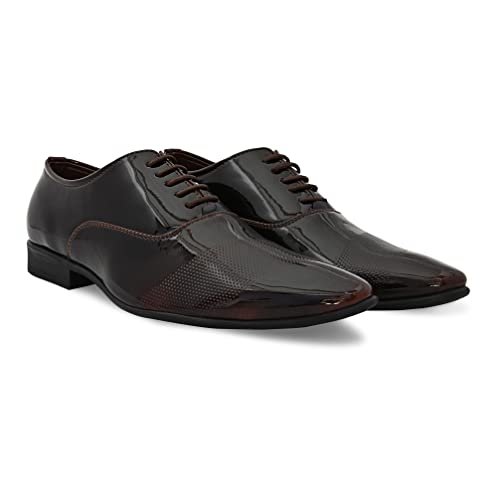Image of San Frissco mens Ak 1043 San Frissco Men's Formal Shoes Glossy Shine Lace Up Derbys Office Wear Footwear Soft Cushioned Footbed with TPR Sole Lightweight, Flexible and Stylish for Wedding and Parties - 11 (Pine)