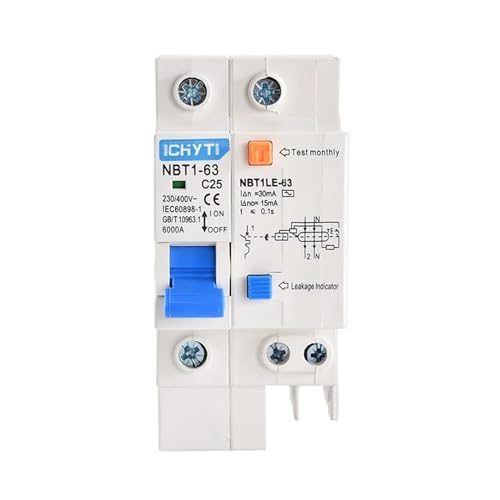 Disjoncteur fuite à la terre 30mA 6KA NBT1LE-63 disjoncteur différentiel 230V