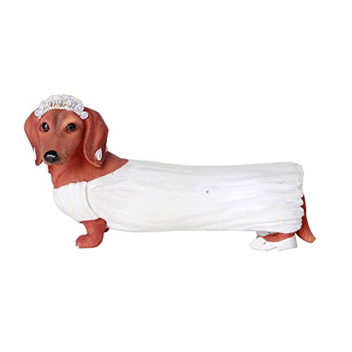 Pacific GiftwareAdorable Doxies Collection Wedding Couple Bride and Groom Doxie Dachshund Figurine Cake Topper (Bride)