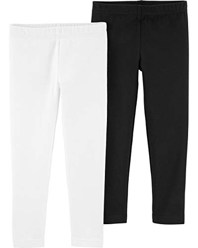 Carter's Girls' 2T-8 2 Pack Leggings (4T, White/Black)