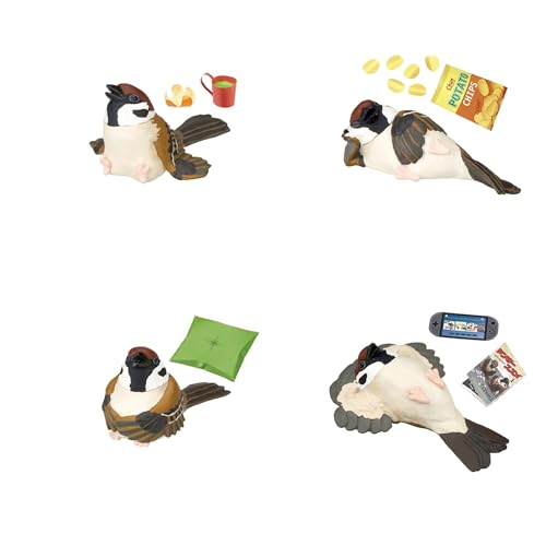 奇譚クラブ ことりの休日 ぐうたらスズメ × 全4種セット フルコンプ ガチャガチャ カプセルトイ キタンクラブ