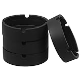 Mipcase Ceniceros De Silicona Reutilizables Redondos 10 Cm Resistentes Al Calor y Caídas, Color Negro, para Hogar Oficina y Bar, Pack De 4 Unidades