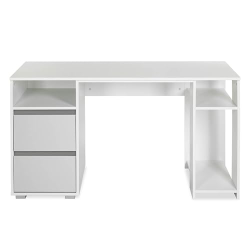 Bureau de jeu avec tiroirs blanc meuble informatique - 5
