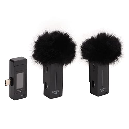 Tgoon Microfone de lapela, microfone de encaixe, 6 horas de vida útil da bateria, tela IPS 48 kHz co