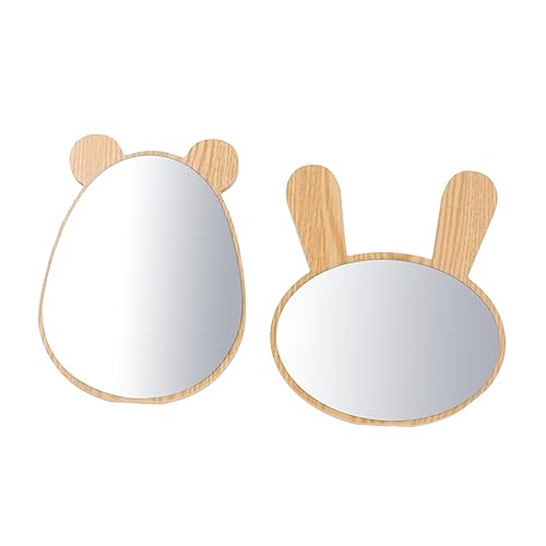Miroir de maquillage bois miroir décoratif salon table lot de 2 - 2