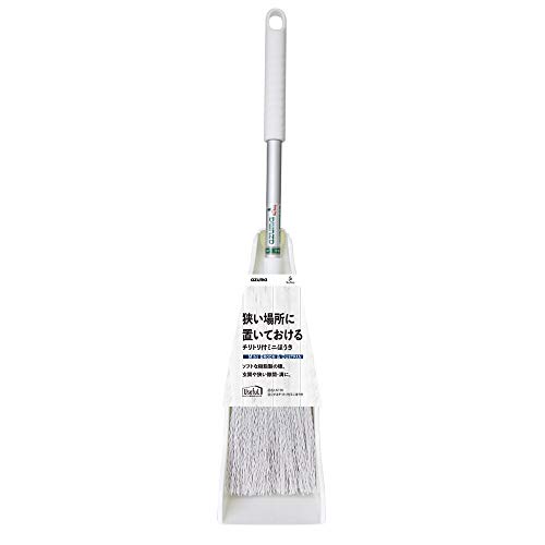 アズマ ほうきちりとりセット Useful 自立するチリトリ付ミニほうき 約:9×57×13cm ホワイト 玄関や狭い隙間・溝に US190