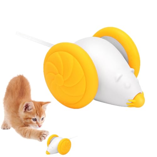 Loigohon 電動マウス猫おもちゃ インタラクティブ ビスタLED付き 黒色プラスチック 屋内用 (オレンジ)