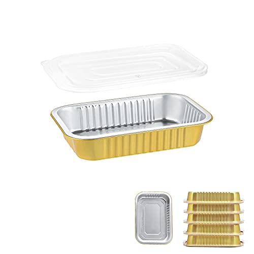 20oz Shallow Aluminum Foil Pans with Snap-On Lids, 5 Pack