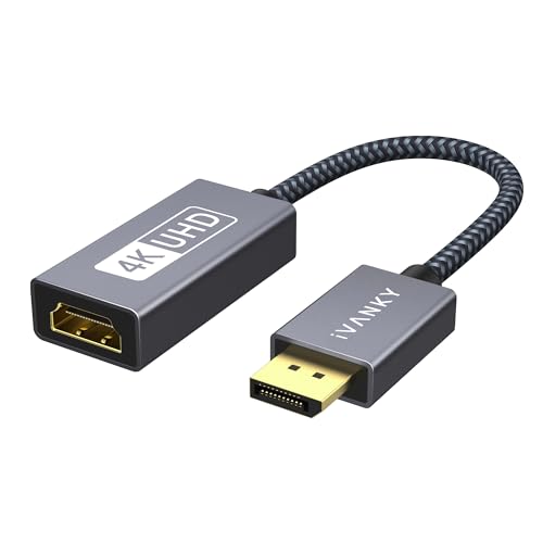 IVANKY Active DisplayPort to HDMI Adapter 4K@60Hz, Uni-Directional DP 1.2 to HDMI 2.0, Male to Female, Active DP to HDMI Adapter 4K 60Hz Compatible for Desktop,Tablets,AMD,NVIDIA,Monitor,Projector