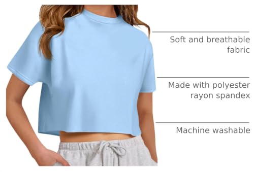 Image of ZDC Girls Athletic Oversized Crop Tops Kids Drop Shoulder Short Sleeve T Shirts Workout Tees