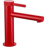Tall Bathroom Faucet,Luxury Single Hole Single Handle Cold Mixer Sink Polished Chrome Tap Basin Faucet Vanity Water Tapware Bathroom Faucet,Single Hole Lavatory Faucets Tool Free Installation, Red