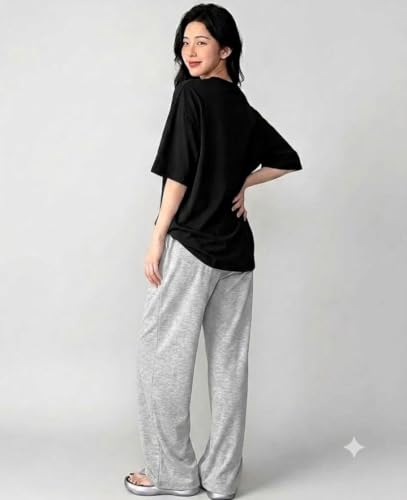 Image of DIAZ Women Co-ord Set for Girls | Stylish Two Piece Dress with Oversize Tshirt & High Waist Jogger|Trendy Cotton Blend Track Suit Set for Women | Casual /Travel & Lounge Wear Outfits