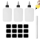 Luxvara Condimento de Plástico Botella Exprimible, 3 Pcs 120ml Botella Salsa Transparente, Biberon Salsas con Tapas, Squeeze Bottle con Etiquetas para Salsa Ketchup Oliva Mostaza Líquida