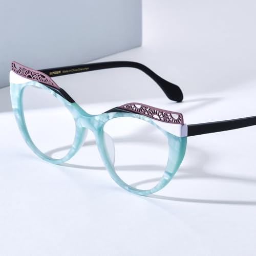 Image of HEPIDEM Multicolor Acetate Glasses Frame Women Cat Eye Eyeglasses Men Optical Spectacles 9291