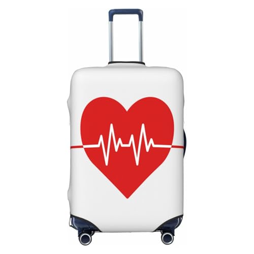 Red Medical Heartbeat Heart Luggage Cover for Suitcase, Suitcase Cover Protector Fit 25-28 Inch Luggage Travel Accessories, L