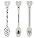 Bastion Collections BC łyżka Hearts Happy Smile 3-częściowy zestaw ceramika biały czarny sztućce ceramiczne Spoon kuchnia sztućce nakryty stół