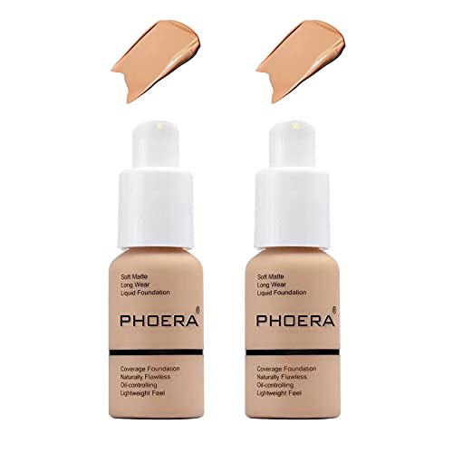 2 Pcs Liquid Foundation 30ml, Moisturizing Highlighting, Matte Oil Control Concealer Foundation Cream, Foundation for Women Girls(104 Buff Beige)