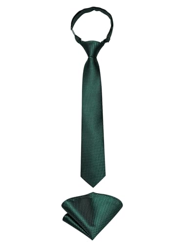 Image of Hi-Tie Boys Tie Pre-Tied Pocket Square Set Adjustable Kids Neckties Age 7-11 Years School UniForm Graduation