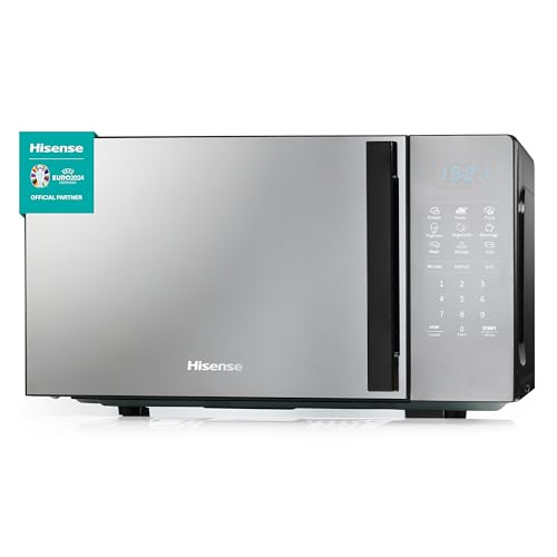Hisense H20MOMBS4HG - Microondas con Grill, 20 L, Plato Giratorio, Múltiples Niveles de Potencia, Modo Eco, Temporizador de Cocción, Espejado