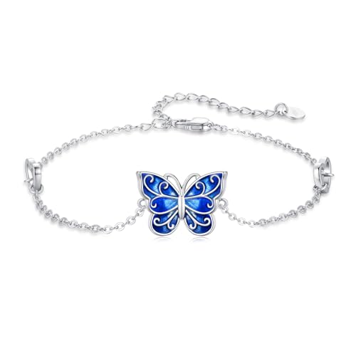 Image of Dragonfly Bracelet 925 Sterling Silver Butterfly Bracelet Adjustable Celtic Moon Bracelet Irish Celtic Jewelry Gifts for Women