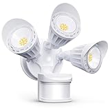 SAATLY LED Security Lights with Motion Sensor - 3 Adjustable Heads, 3000LM, 5000K Flood Light for Garden, Garage, Yard