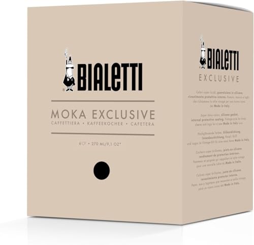 Image of Bialetti Exclusive Moka Pot, Premium Italian Stovetop Espresso Maker, Italian Made; Moka Pot /Percolator /Coffee Maker /Mocha Pot for an Authentic Italian Coffee (Black, 6 Cup)