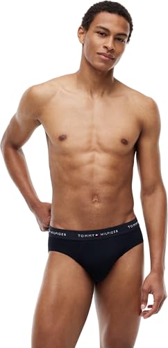 Tommy Hilfiger Herren 3er Pack Unterhosen Hip Briefs mit Logobund, Mehrfarbig (des Sky/Primary Red/White), L 2