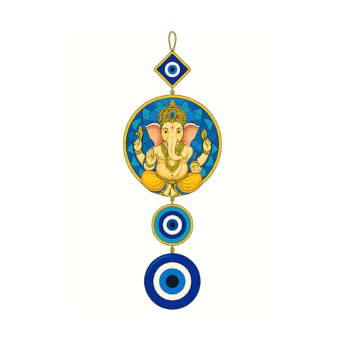 Image of GiftOday Lord Ganesha Attractive Design Wooden Wall Hanging for Home Kitchen Decor | Decoration Livingroom, Hallway | Peace Charm Accents | Door Entrance Decorative Hangings Size (18 x 30 CM)