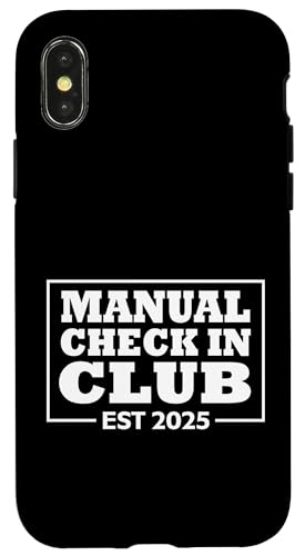 Airport Outage Funny Parody Manual Check-In Club Est. 2025 �X�}�z�P�[�X iPhone X/XS �p