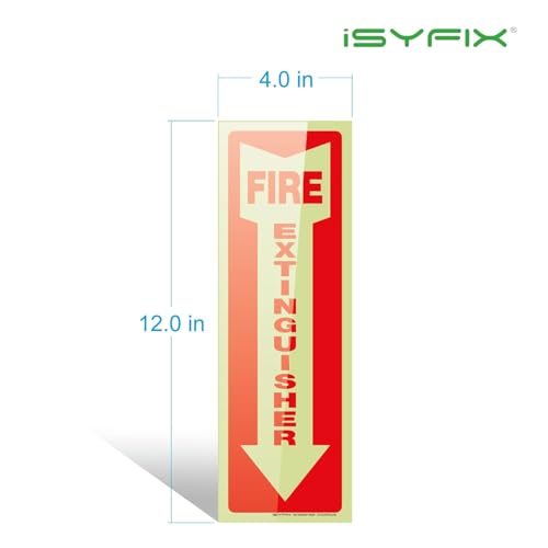 Image of GADGETS WRAP Glow in the Dark Fire Extinguisher Sticker - 3 Pack 4 inch x 12 inch Premium Self Adhesive Vinyl Laminated for Ultimate UV, Weather, Scratch, Water and Fade Resistance, Indoor /Outdoor Use