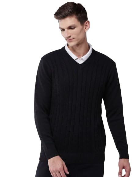 Image of Pivl Men's V Neck Winter Solid Sweater - Warmth and Style for The Season
