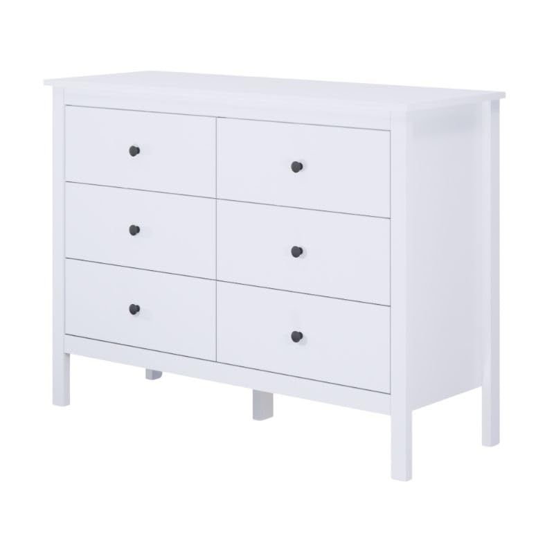 Buyqualia Cómoda Blanca de 6 Cajones con Diseño Moderno