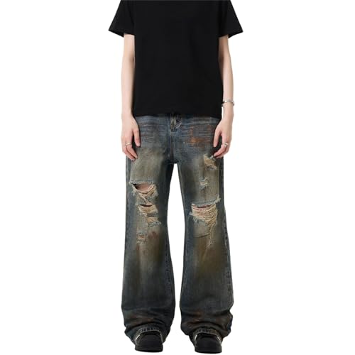 GUOYUXIAO Men's Jeans American-Style Retro Pants Ripped Trouser for Men2