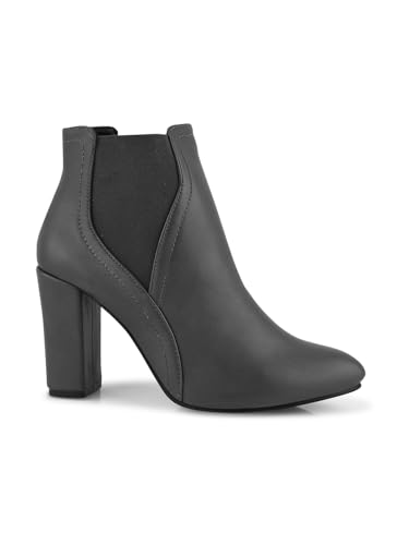 Image of Shuz Touch Black Ankle-Length Block Heel Boots