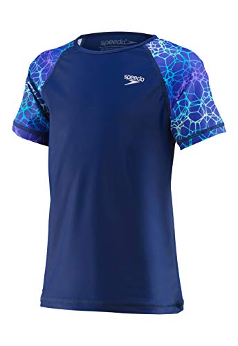 Image of Speedo Girls' Uv Swim Shirt Short Sleeve Printed Rashguard