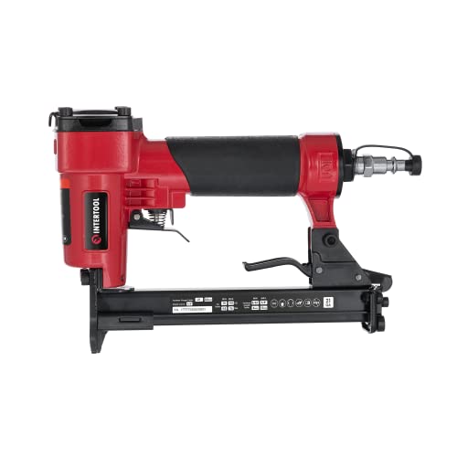 Intertool Pneumatic 21 Gauge 8016 Upholstery Furniture Staple Gun, Air-Powered Fine Wire Woodworking Stapler, Metal Body With Case, 1/2-Inch Wide Crown, 5/32-Inch Up To 5/8-Inch Staples Pt08-1610 #TOP2