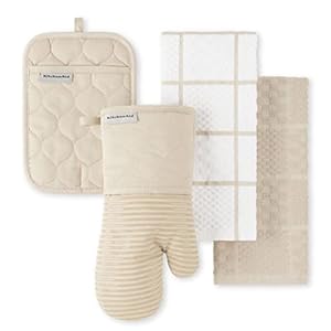 KitchenAid Onion Quilt KT OM PH Kitchen Towel, Oven Mitt & Potholder Set, Milkshake