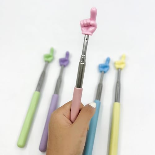 عصا مؤشر اصبع للمعلمين من 5 قطع - مؤشر تلسكوبي للمعلمين للفصول الدراسية، عصا مؤشر يد صغيرة قابلة للتمدد للمدرسة الابتدائية ورياض الاطفال (5 قطع)